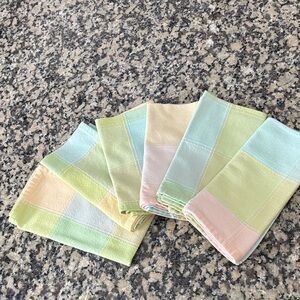 Pastel Plaid Napkins Set of 6 Vintage